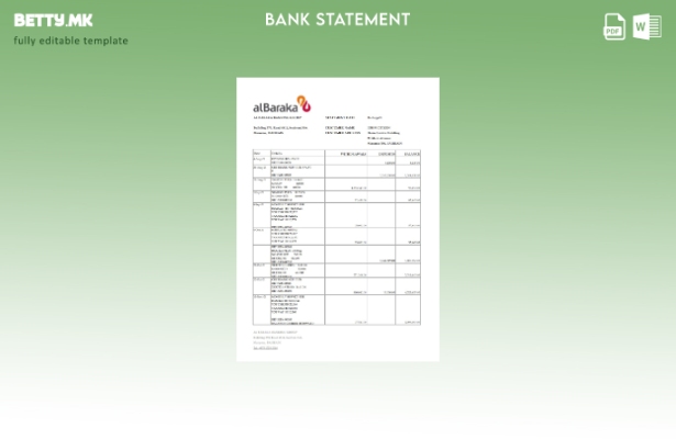 модерен стил Бахреин Ал Барака банкарски извод на ексел шаблон